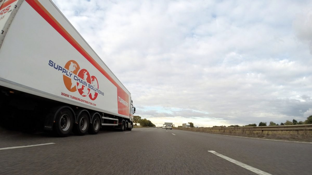 delivery truck white red