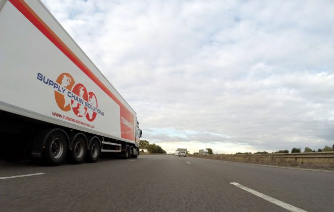 delivery truck white red